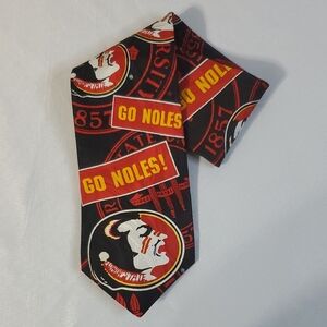 Florida State University Go Noles! 100% Silk Vintage Tie Blk/Red/Yellow Like New